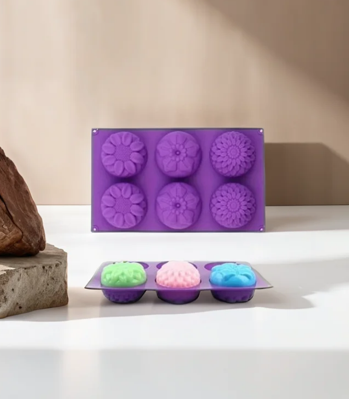 Assorted Flower Circle Silicone Mould (6-in-1)
