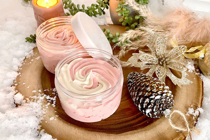 Rich whipped body butter for moisturising and nourishing dry body skin