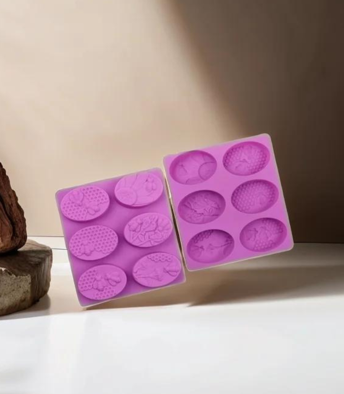 Silicone Soap Mould - Oval Honeycomb and Bee Design