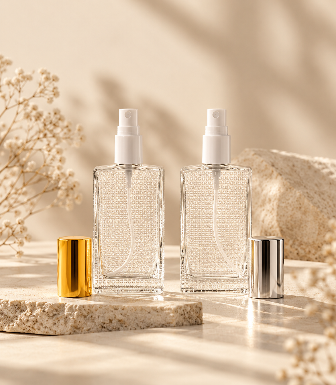 Perfume Bottle Riffled Glass (50ml)