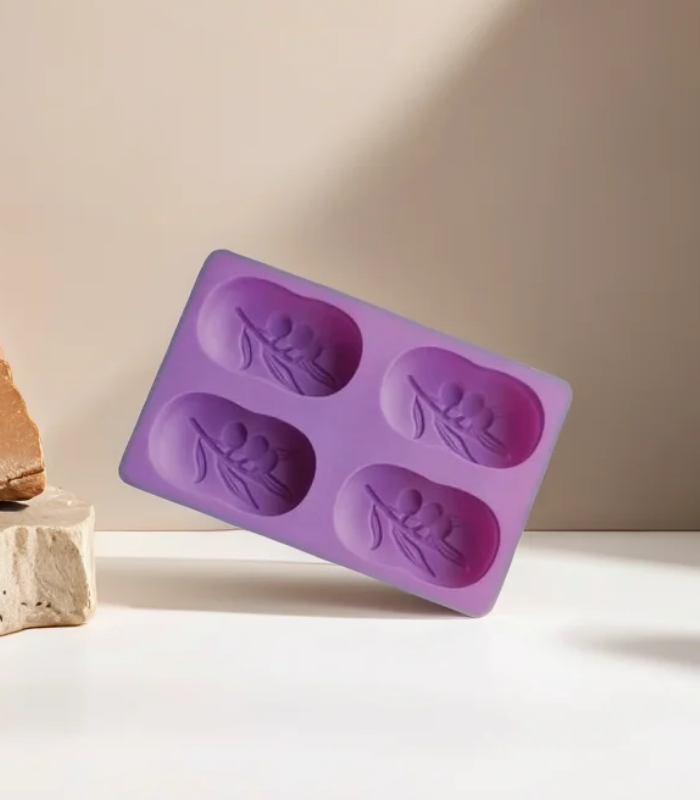 Silicone Soap Mould - Oval with Olive Branch Design