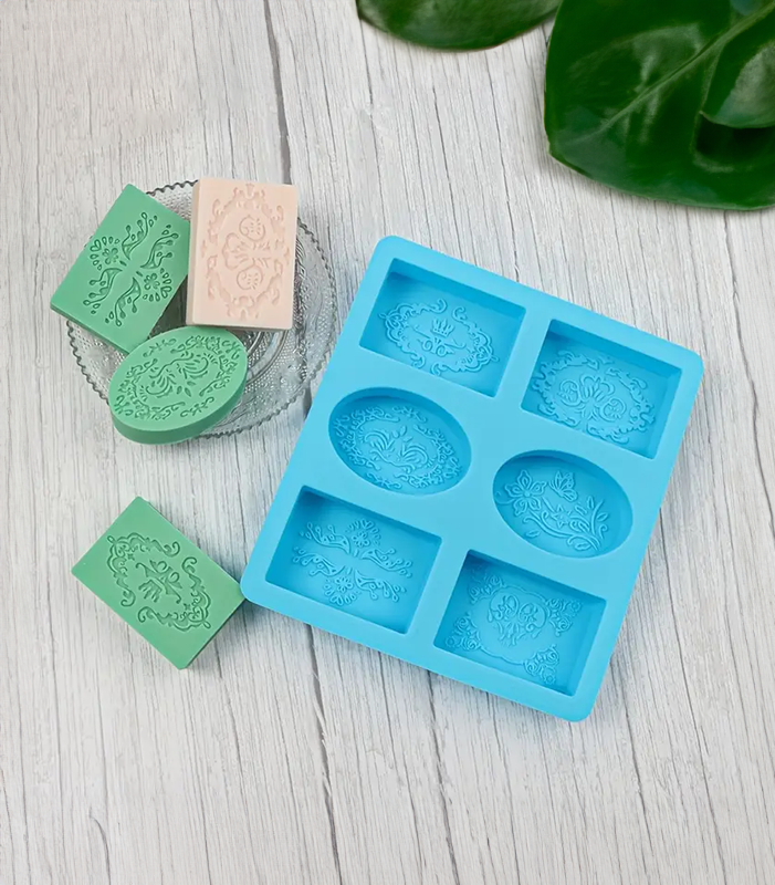 Silicone Soap Mould - Combination with Floral Design